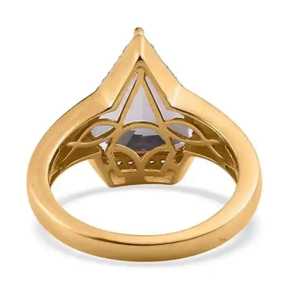 Amethyst & Natural White Zircon Halo Men's Ring.